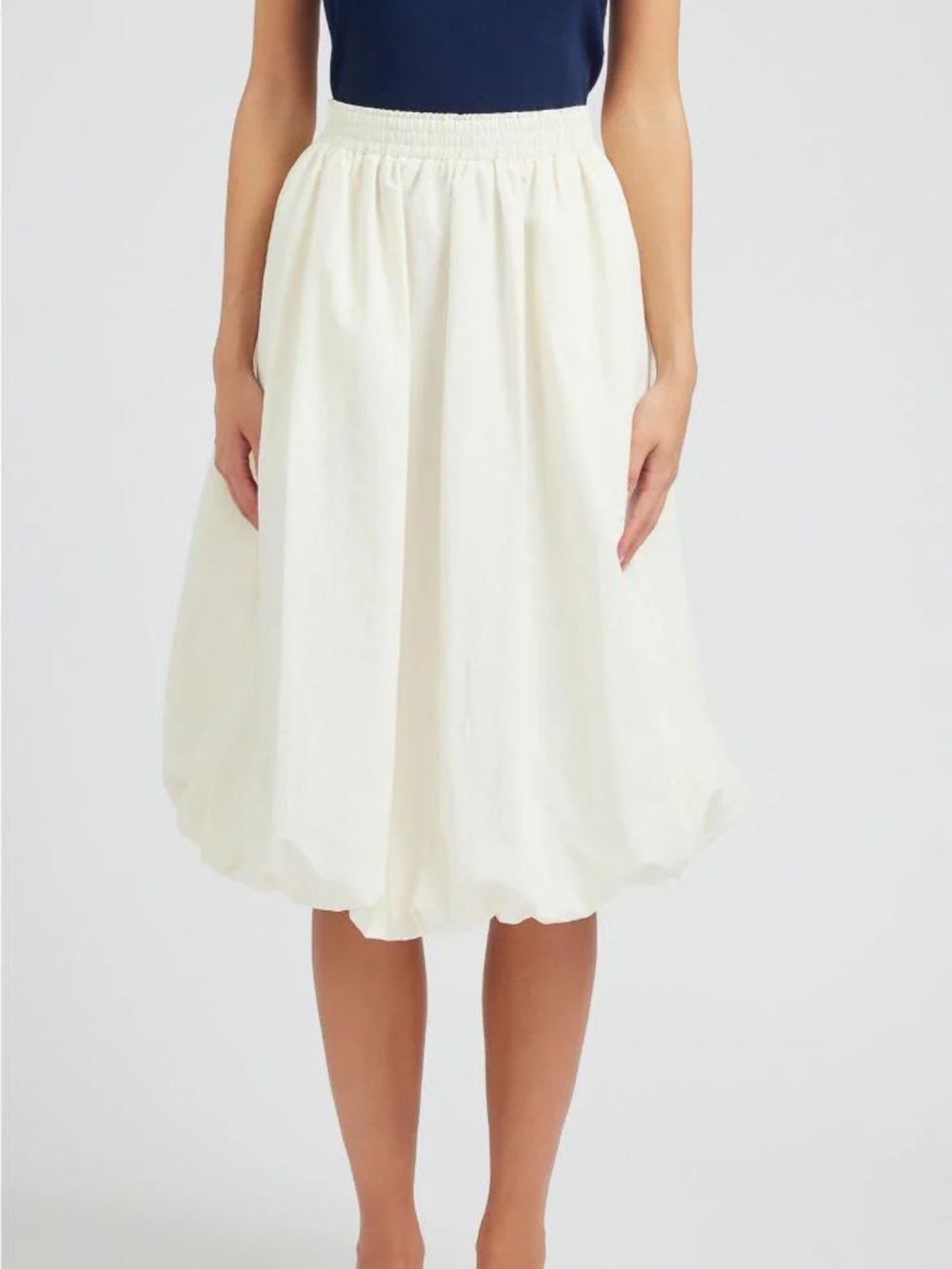 Current Air Cream Bubble Midi Skirt